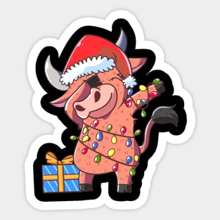 Dabbing Ox Christmas Sticker